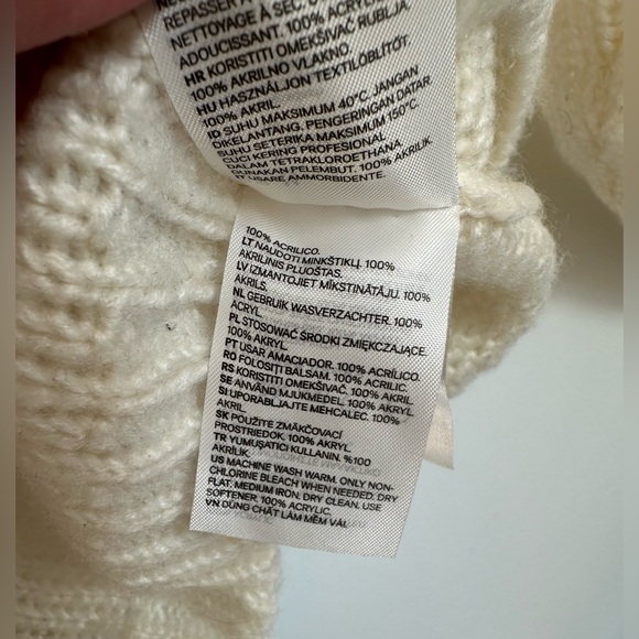 Divided H&M Knit Cropped Sweater Womens Size Medium Cream  Mock Neck Long Sleeve - Picture 6 of 7